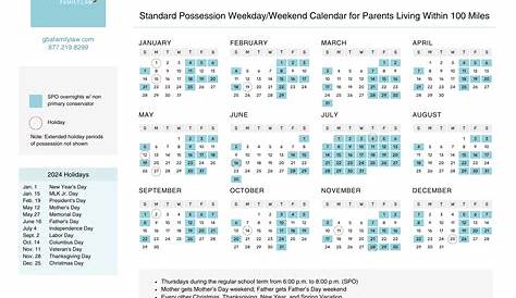 Expanded Standard Possession Order Texas Calendar 2024 Babs Marian