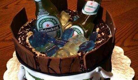 Just finished making this 21st birthday beer cake ! Such a fun idea for