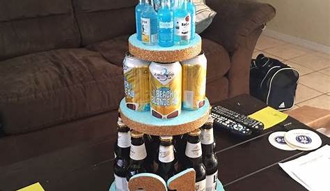 21st birthday "Alcohol Cake" 10 bottles of beer, 11 bottles of assorted