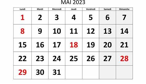 Calendrier Du Mois De Mai 2023 PNG , Calendrier Mensuel, 2023