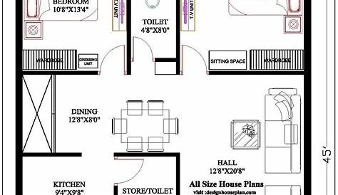 1 BHK House Plan 30'x 45' Sq.ft.
