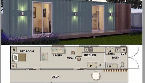 40ft Shipping Container House Floor Plans with 2 Bedrooms