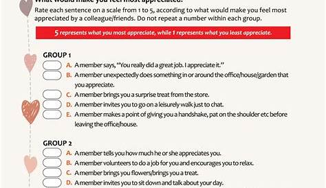 5 Love Languages Workplace Quiz Free Five Appreciation Printable