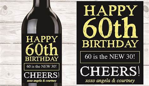 PRINTED 60th Birthday Wine Bottle Labels, Sixty and Sassy Label, 60th
