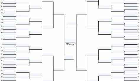 64 Team Bracket Single Elimination Printable Bracket in 14 different