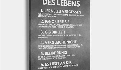 7 Regeln des Lebens - Schwarz Motivations Kunstdruck Poster - Größe