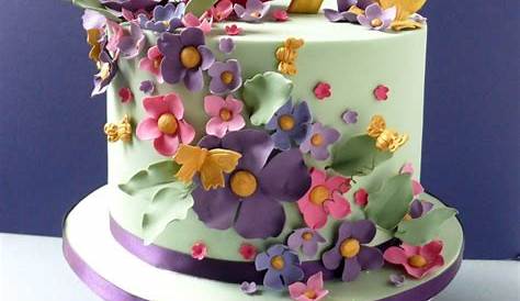 Pink flowery two tier 70th birthday cake | Birthday cakes for women