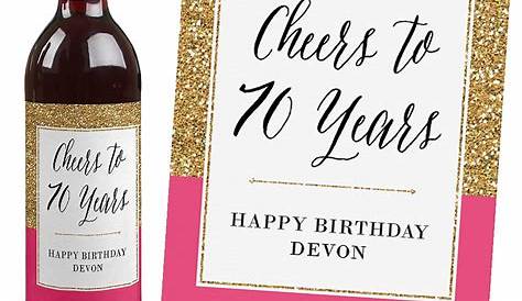 70th Birthday Wine Bottle Labels Custom Milestone Birthday
