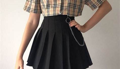 90s Plaid Skirt Outfit Tumblr Grunge Punk Tartan Red Preppy Schoolgirl