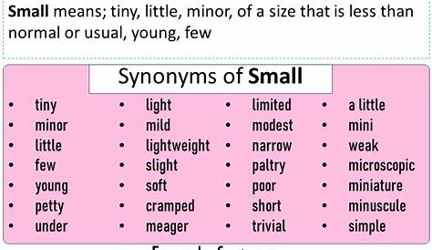 Another word for Small, What is another, synonym word for Small