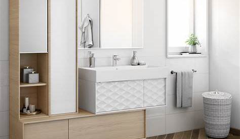Meuble de salle de bains effet bois et blanc en 2020 | Meuble de salle