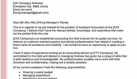 Best Accounting Assistant Cover Letter Examples | LiveCareer