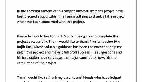 Acknowledgement sample for school project