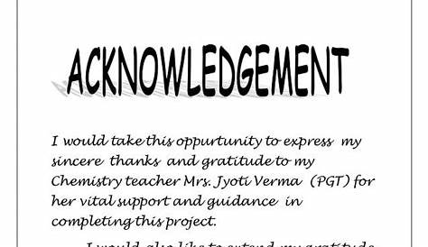 Acknowledgement Sample For Project Pdf | HQ Printable Documents
