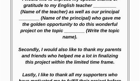 Project Acknowledgement Samples : Acknowledgement Sample For School