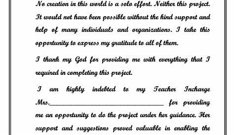 Social Science Acknowledgement For Project Class 10 - Sample