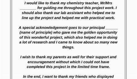 Acknowledgement For Chemistry Project (7+ Samples)