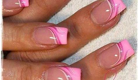 Acrylic Pink French Tip Nails Almond Pretty