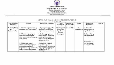 Action PLAN SA Pagbasa - Republic of the Philippines Department of