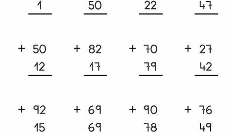 Segundo Grado Hojas de trabajo: Sumas de Dos Cifras Con Llevadas | Math