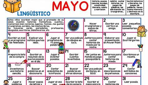 Maravilloso calendario del mes de mayo para planificar nuestras