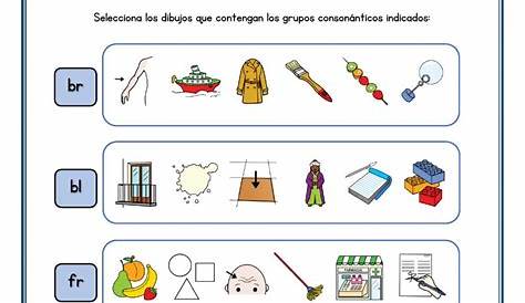 A buscar las sílabas trabadas (colorear) - Ejercicios en PDF