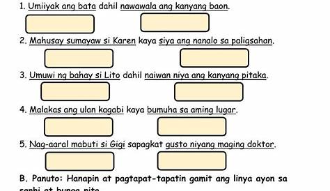 Sanhi At Bunga Worksheet Grade 6