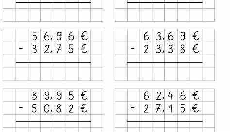 Lernstübchen: Geld - Kommabeträge schriftlich addieren und subtrahieren
