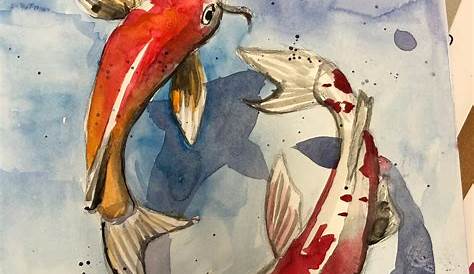 Koi Fish in Watercolour | Dessin poisson, Peinture koi, Art de poissons