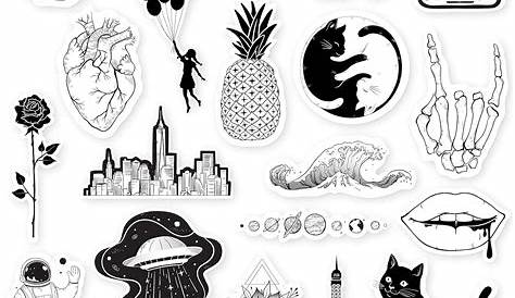 Tumblr Aesthetic Cute Printable Stickers Black And White - bmp-city