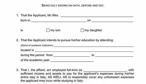 Affidavit Of Support Sample Letter