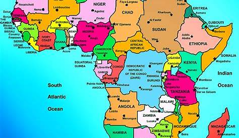 Africa Continent Map With Countries And Capitals , Of n ,