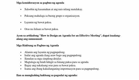 Halimbawa Ng Agenda Sa Filipino