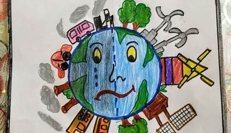 how to draw stop pollution poster chart for school students - step by