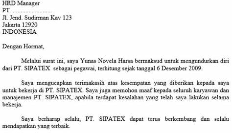 Contoh Surat Pengunduran Diri atau Format Surat Resign | Tips Alasan