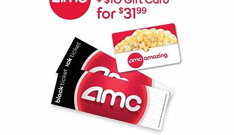 Amc Gift Black Ticket Movie Theater With Large Drink And Large Popcorn