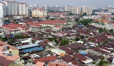 Aerial view of Ampang Village in Selangor, Malaysia. Ampang is a suburb