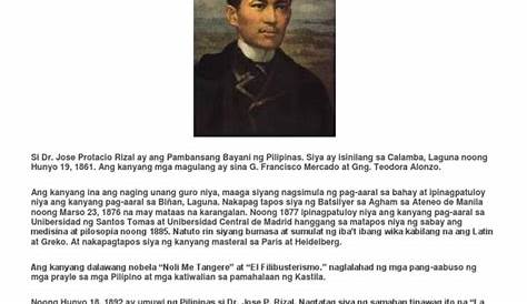 Maikling Talambuhay Ni Jose P. Rizal