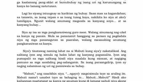 Pagsuri Ng Maikling Kwento Sa Kuwento Ni Mabuti - mabuti tumambay