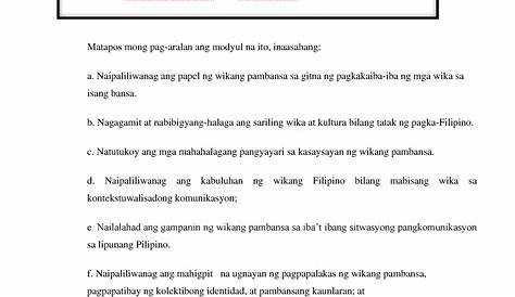 Prelim Module Komfil Modyul Ang Pagtataguyod Ng Wikang Pambansa | My