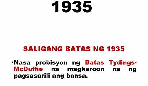 Saligang Batas ng 1935 Ang Kongreso ay gagawa ng mga hakbang tungo sa