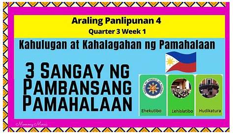 YUNIT 3 ARALIN 1:Ang Pambansang Pamahalaan at Kapangyarihan ng Sangay Nito