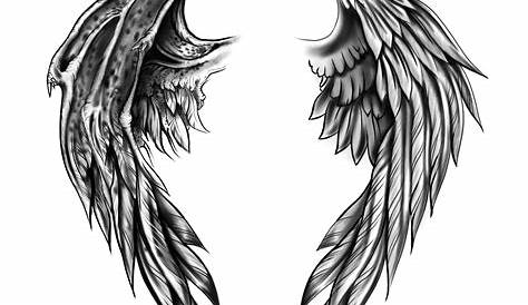Opposing wings | Demon tattoo, Good and evil tattoos, Wings tattoo