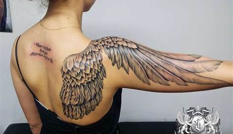 Women S Full Back Angel Wings Tattoo | Shoulder tattoo, Wing tattoo on