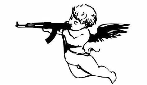 Tattoo Angel With Gun Drawing