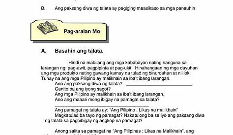 10 - Angkop na pamagat ng talata at paggamit ng malaking titik sa