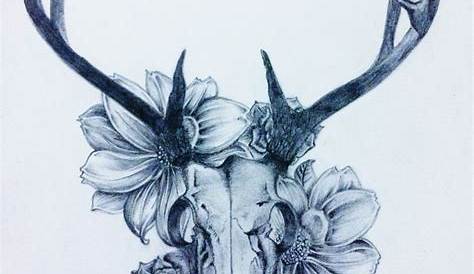 Pencil animal skull drawings with flowers 🌸 | Ιδέες για ζωγραφική