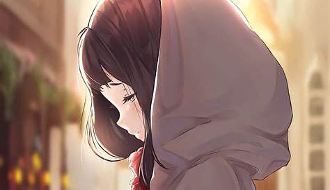 Download Anime Girl, Meganekko, Brown Hair, Sunset, Hoodie, - WallpaperTip