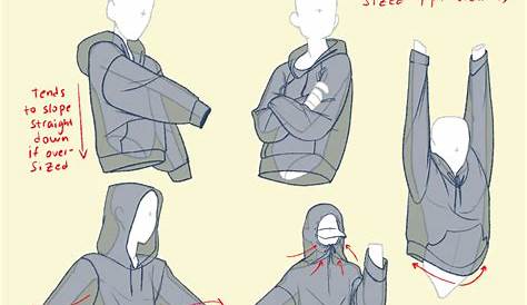 Clothing | Hoodie drawing reference, Hoodie drawing, Anime poses reference