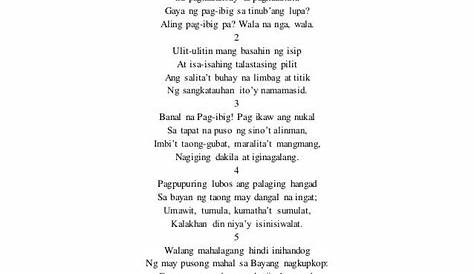 Pag-ibig sa tinubuang lupa meaning per stanza - Brainly.ph